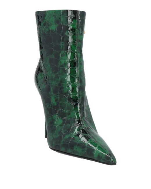 Dolce & Gabbana Green Croc-Embossed Ankle Boots