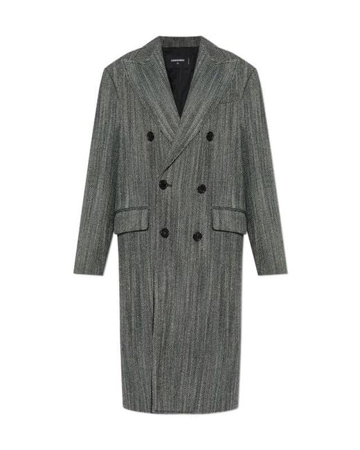 DSquared² Gray Double Breasted Coat for men