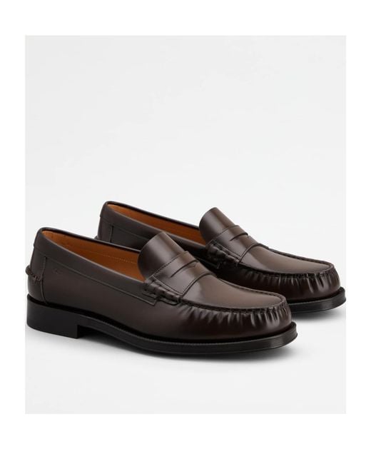 Tod's Black Round Head Loafer Shoes for men