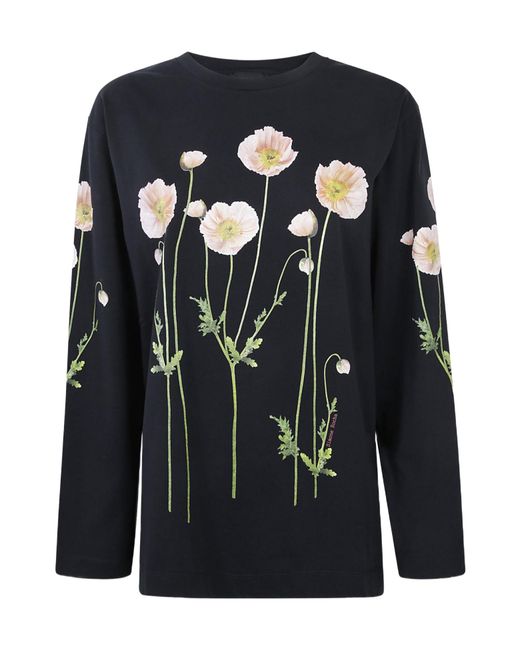 Simone Rocha Blue Poppy Field-Print Long-Sleeve T-Shirt