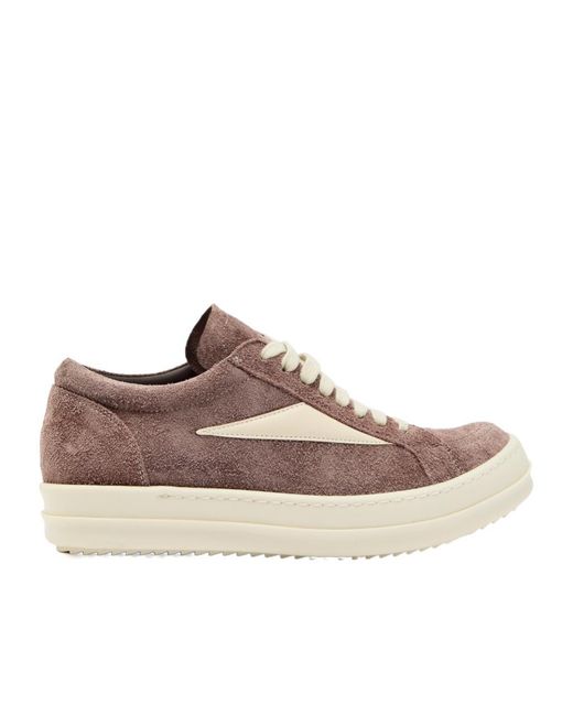 Rick Owens Brown Brushed Suede Sneakers