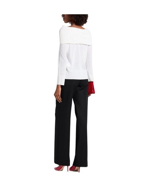 Max Mara White Solid-Color Lightweight Knitted Wool Sweater