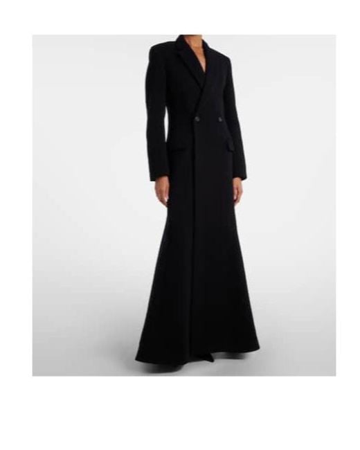 Balenciaga Black Double-Breasted Wool Coat