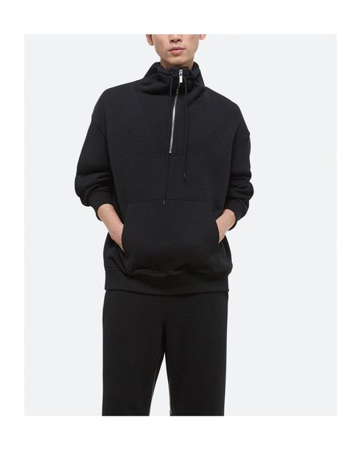 Helmut Lang Blue Funnel Neck Drawstring Hoodie for men