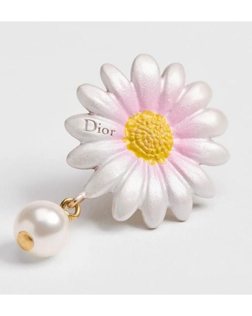 Dior White Daisy Earrings