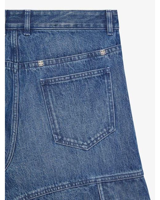 Givenchy Blue Multicutted Denim Cargo Shorts for men