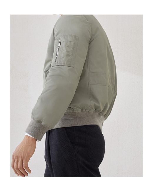 Brunello Cucinelli Gray Zip-Fastening Bomber Jacket for men