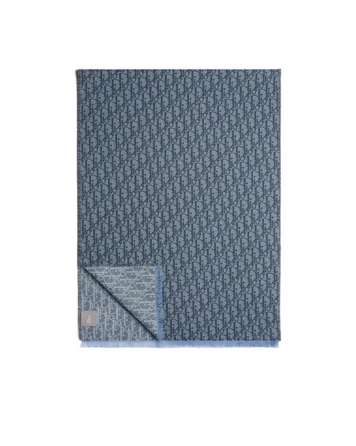 Dior Blue Oblique Jacquard Scarf for men