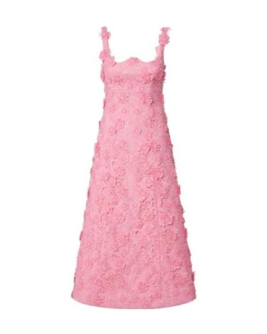 Leo Pink Odette Floral Lace Midi Dress