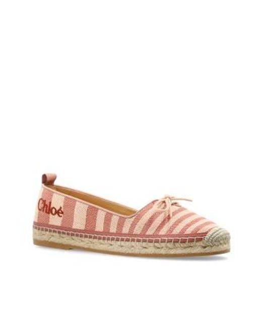 Chloé Pink Chloé Isla Striped Espadrilles