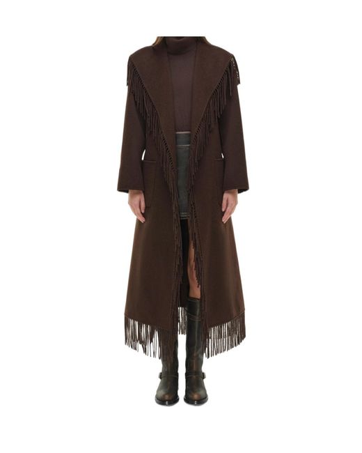 Jonathan Simkhai Brown Carrie Fringe-Trimmed Belted Coat