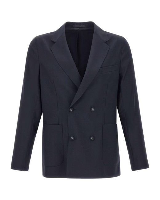 Officine Generale Blue Double Breasted Four Buttons Jacket for men