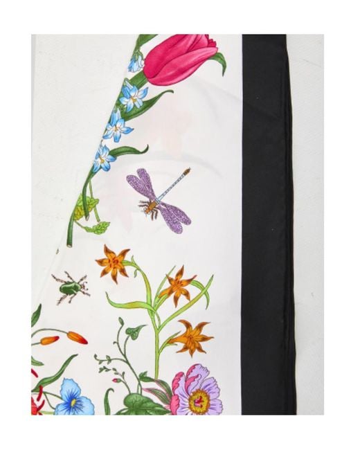 Gucci White Printed Silk Twill Diamond Scarf