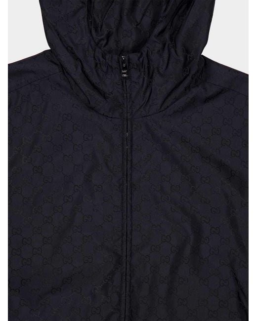 Gucci Blue Gg Jacquard Nylon Zip Jacket for men