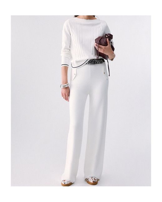 Liu Jo White Color-Contrast Trim Sweater