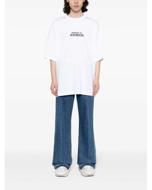 Vetements White Logo-Print Cotton T-Shirt for men