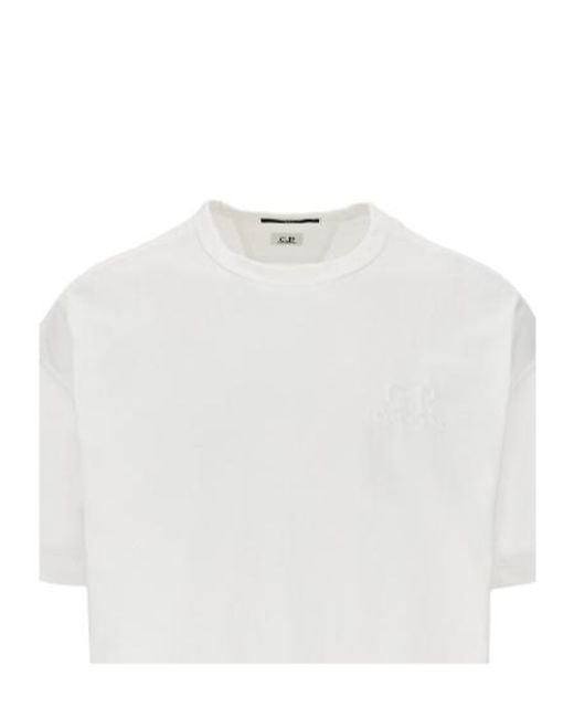 C P Company White 20/1 Jersey Short-Sleeve Boxy T-Shirt for men