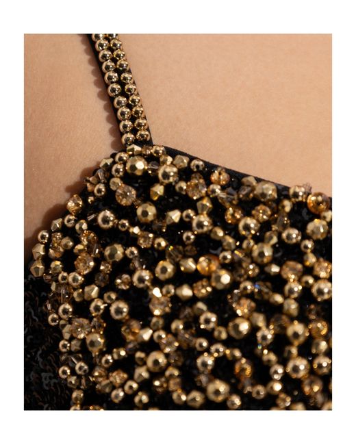 Balmain Black Sequin Embellished Spaghetti Strap Dress