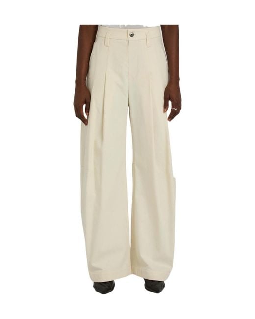 Brunello Cucinelli White Pleated Wide-Leg Cotton-Blend Trousers
