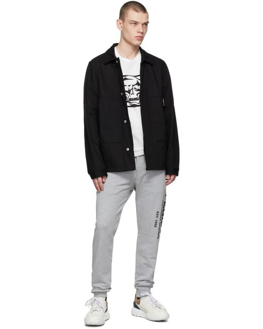 Alexander McQueen Gray Graffiti Logo Printed Joggers for men