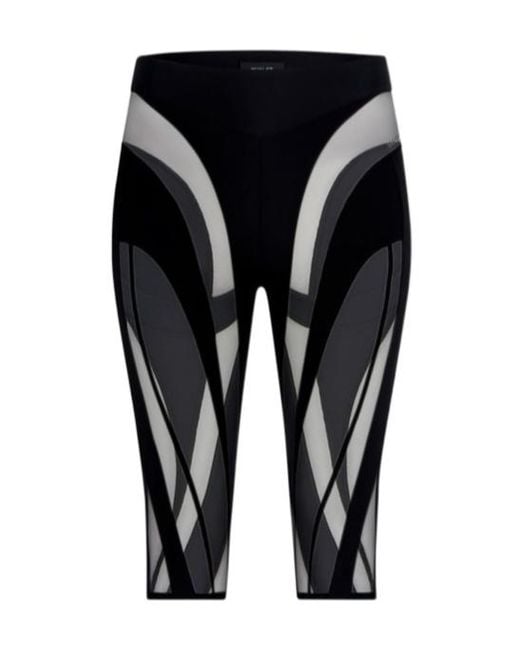 Mugler Black Eco Sport Spiral Mesh Bike Shorts