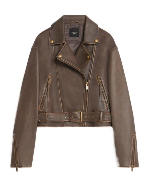 Weekend by Maxmara Brown Zip Detailed Belted Jacket
