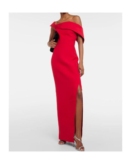 Roland Mouret Red Asymmetric Wool And Silk Gown