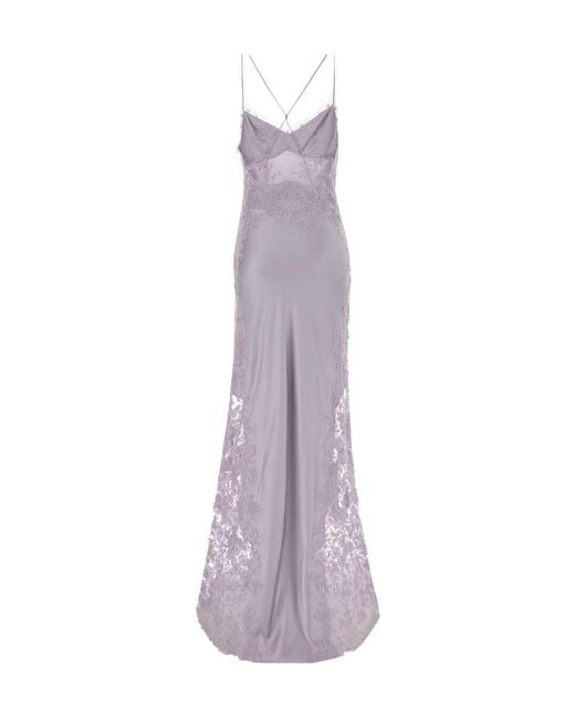 Ermanno Scervino Purple Lace Panel Long Dress