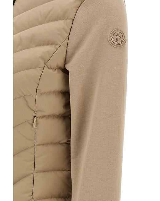 Moncler Natural Quilted Zip-Up Hooded Jacket