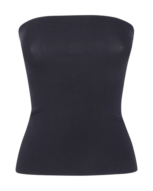 Entire studios Blue Ribbed-Knit Strapless Top
