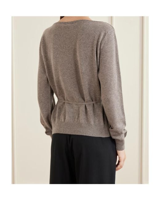 St. Agni Brown Asymmetrical Belted Cashmere Cardigan