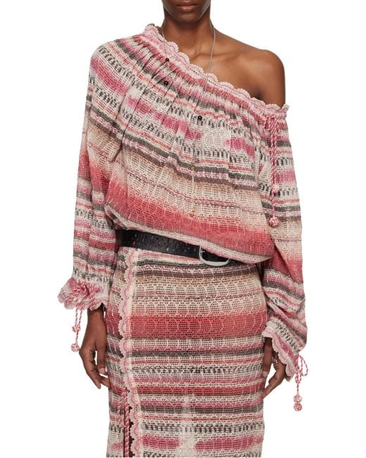 Isabel Marant Red Nalyna Smocked Knit Top