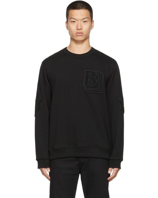Burberry Black Letter-Graphic Cotton Sweatshirt for men
