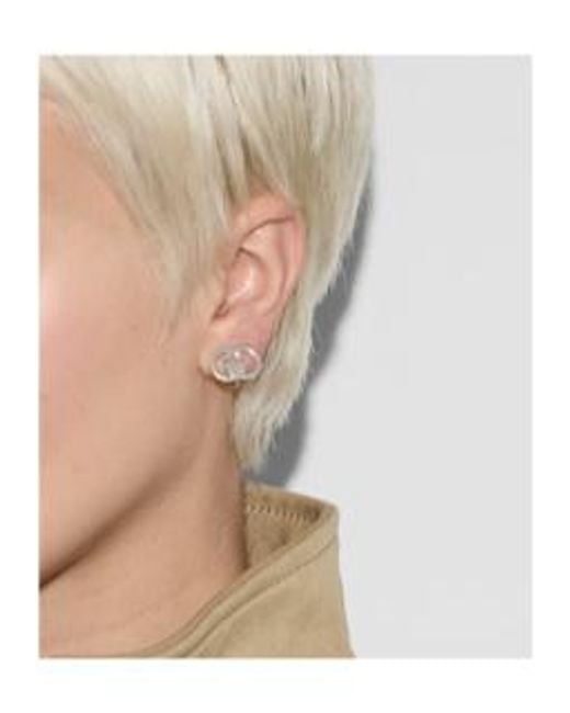 Gucci White Interlocking Stud Earrings for men