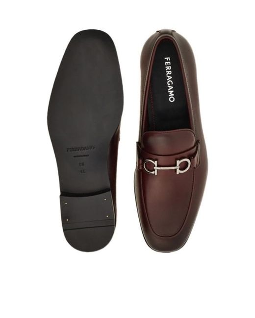 Ferragamo Brown Gancini Embellished Loafers for men