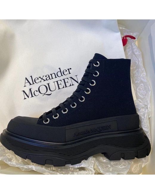 McQueen Black Tread Slick Boots for men