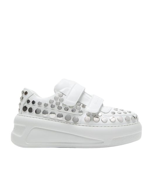 Acne White Touch-Strap Platform Sneakers for men
