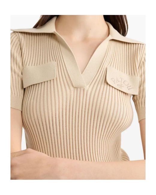 Patou Natural Ribbed Polo Knitted Top