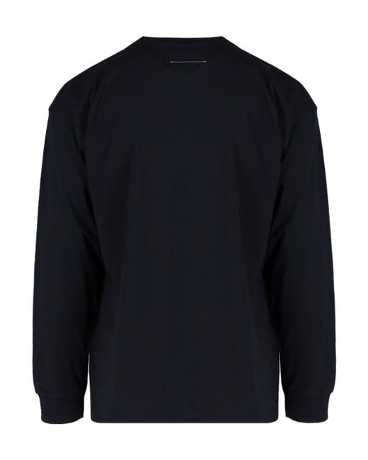 MM6 by Maison Martin Margiela Blue Logo Patch Crewneck Sweatshirt for men