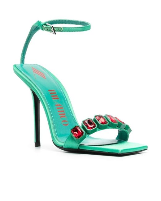 The Attico Green Logo High-Heeled Sandals