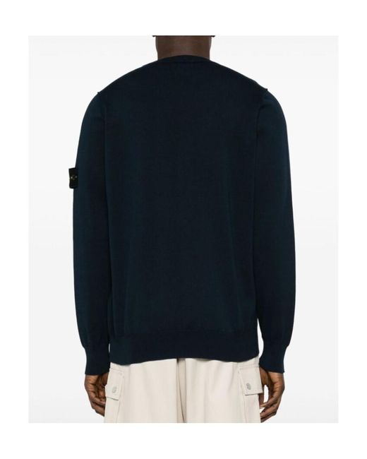 Stone Island Blue Compass Patch Crewneck Jumper for men