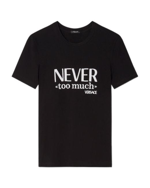 Versace Black Slogan Printed Crewneck T-Shirt