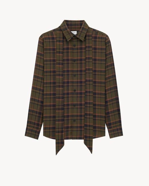 Saint Laurent Green Cassandre Lavallière Shirt