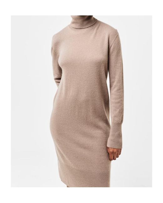 Joseph Brown High-Neck Long-Sleeved Dress