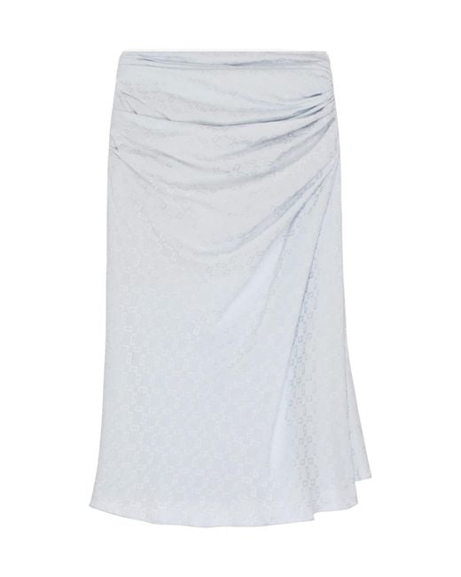 Givenchy White Monogram 72 Jacquard Draped Skirt