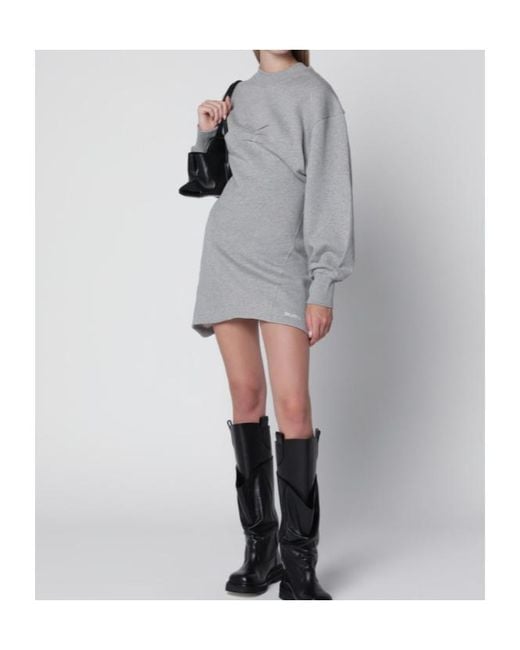 The Attico Gray The Draped Mini Sweatshirt Dress