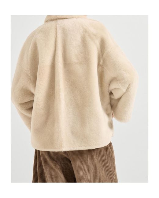 Brunello Cucinelli Natural Button Fur Jacket
