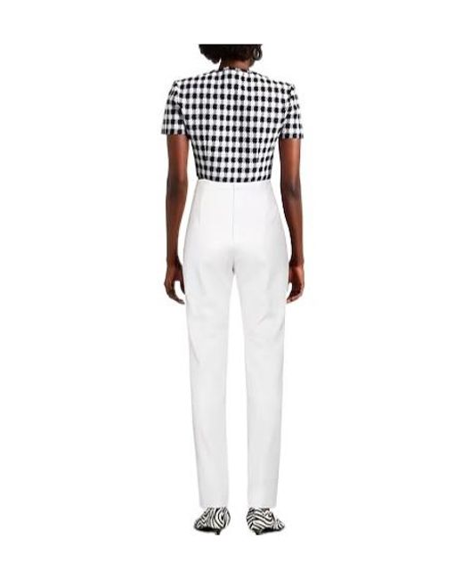 Sportmax White Solid Straight Leg Trousers