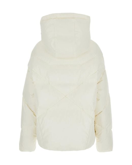 Khrisjoy White Down Jacket With Logo Drawstring