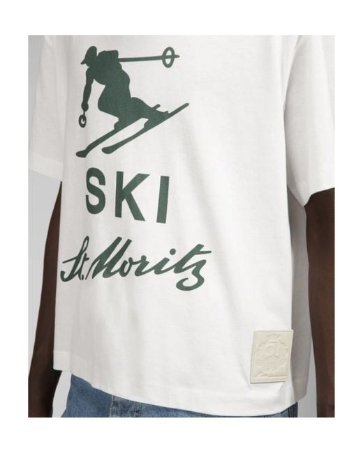 Bally White Graphic-Print Cotton T-Shirt for men